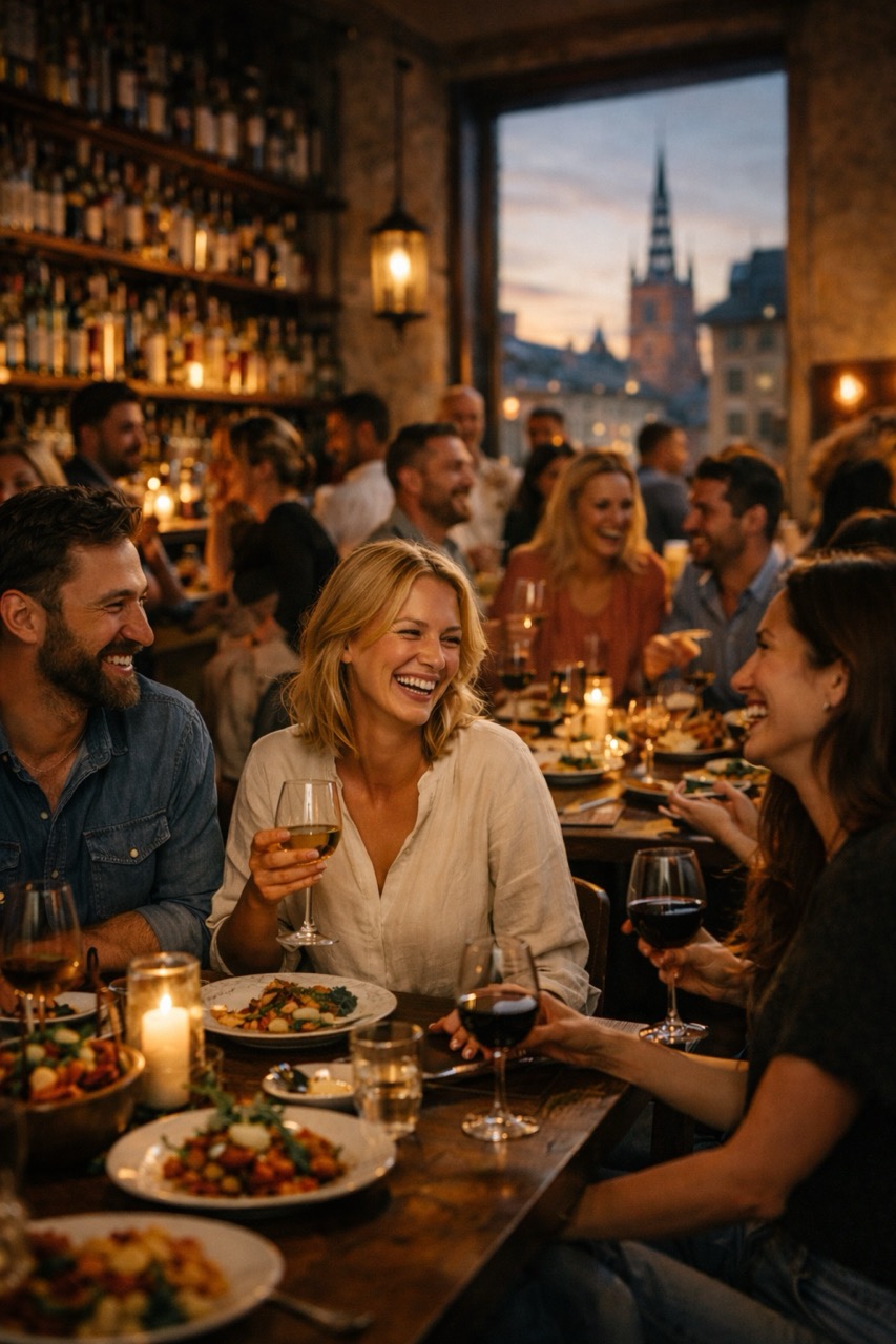 Guests enjoying dinner in Stockholm